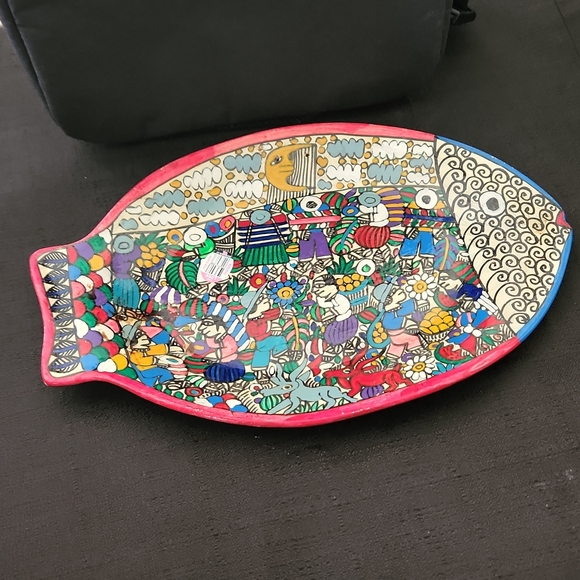 Other - VINTAGE BEAUTIFUL COLORFUL MEXICAN FOLK ART WALL HANGING PLATE.